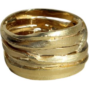 Schitterende 14 Karaat Vergulde Zilveren Brede Gewikkelde Ring 19.00 mm. (maat 60) model 12 Carmen