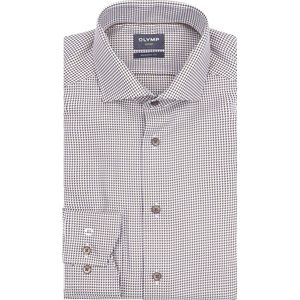 Olymp - Luxor - Overhemd - Bruin - Print Structura