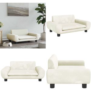 vidaXL Hondenmand 70x45x33 cm fluweel crèmekleurig - Hondenmand - Hondenmanden - Hondenbank - Huisdierenbank