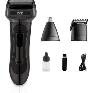 Raf 3-in-1 Haar- en Baardtrimmer - Tondeuse - Complete Grooming Set - T-blade/Neustrimmer/Shaver - Krachtig - Draadloos - Zwart