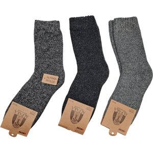Alpaca Wollen Sokken- Huissokken - Wintersokken - Thermosokken - 3Pack – 3x Grijs Mix - 39-43