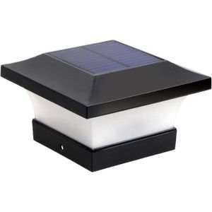 Waterdichte LED paalverlichting op zonne-energie voor tuin - 10 x 10 cm houten palen - daglicht wit 6000 K - energieklasse A+