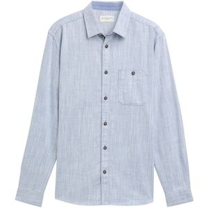 TOM TAILOR - Overhemd - Lichtblauw - Regular Fit - Lange Mouw