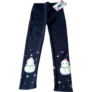 Legging - Meisjes - Sneeuwman - Donkerblauw - Maat 140/152