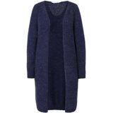 Janet & Joyce - Dames - Lang vest open model grof breisel - Donkerblauw - Maat 42+