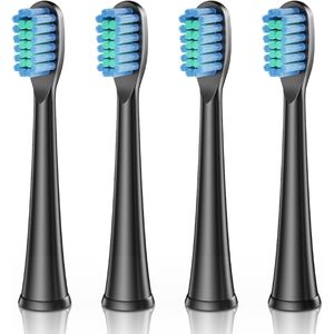 Vervangende koppen voor kinderen - Set van 4 elektrische tandenborstel opzetborstels (zwart)