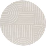Laagpolig Vloerkleed, Cirkel, Woonkamer, Boho Geometrisch -Crème - Ø160 cm (rond) - Superzacht Modern Vloerkleed