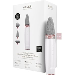 GESKE Electric Pumice Foot Smoothing Multi-Pen | 8 in 1 | Elektrische Voetvijl & Exfoliator | 3 Puimsteen Opzetstukken | Voor Zachte Voeten | Geavanceerde Eeltverwijdering | Voor je Pedicureset