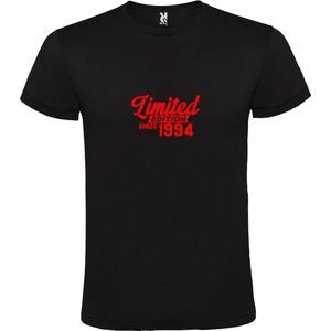 Zwart T-Shirt met “Limited sinds 1994 “ Afbeelding Rood Size XL