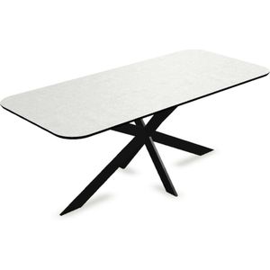 Melamine eettafel beton licht - Recht radius - Matrix ultra onderstel - beton tafel