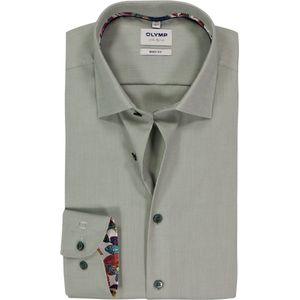 OLYMP - Level 5 - Body Fit Overhemd - Licht Grijsgroen - Mouwlengte 7 - Strijkvriendelijk