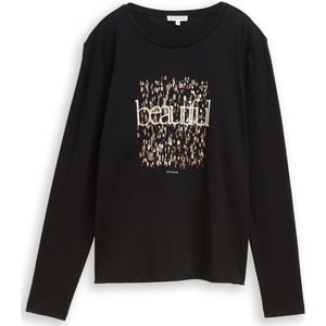 TOM TAILOR T-shirt met lange mouwen voor dames, 14482 - Deep Black, XL