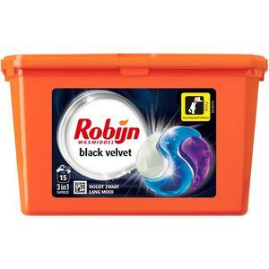 Robijn Wascapsules 3-in1 Black Velvet 15 stuks - Voordeelverpakking 24 stuks
