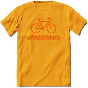 Amsterdam Fiets Stad T-Shirt | Souvenirs Holland Kleding | Dames / Heren / Unisex Koningsdag shirt | Grappig Nederland Fiets Land Cadeau | - Geel - XXL