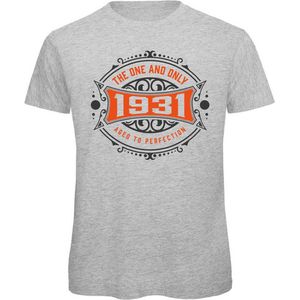 1931 The One And Only | Feest Kado T-Shirt Heren - Dames | Antraciet - Oranje | Perfect Verjaardag Cadeau Shirt | Grappige Spreuken - Zinnen - Teksten | Maat M