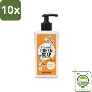 10 x Marcel's Green Soap - Handzeep - Sinaasappel & Jasmijn - Zachte verzorging - 250 ml - Grootverpakking - Handzeep - Sinaasappel - Jasmijn - Biologische Zeep - Natuurlijke Zeep