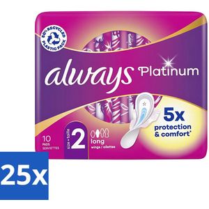Always Platinum - Maandverband - Maat 2 - Long - 10 Pads - Bulkverpakking - 25 stuks