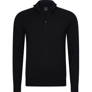 Mario Russo Half Zip Sweater - Trui Heren - Sweater Heren - Coltrui Heren - M - Zwart