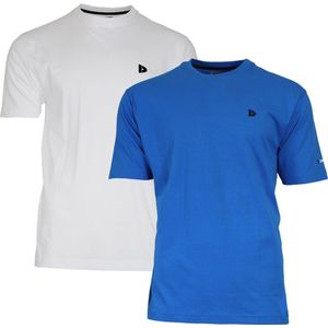 Donnay T-shirt - 2 Pack - Sportshirt - Heren - Maat S - Wit & Active blue
