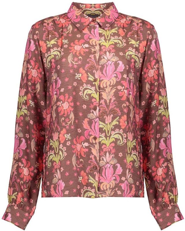 Geisha - 53938-20 - Blouse - Brown - Soft Red - Bloemenprint