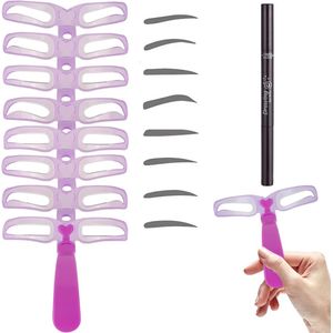 Azomor® Set van 8 herbruikbare wenkbrauwsjablonen met bijbehorende accessoires