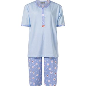 Lunatex - dames shortama 124191 - knoophals - blauw - maat M