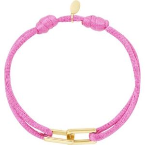 Satijnen armband Schakel - Verstelbaar - One Size - Roze - Trendy