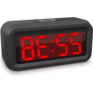 Digitale wekker met batterij-aangedreven klok - groot digitaal led-display - 2 helderheidsniveaus - instelbaar volume - snooze - geschikt voor slaapkamer en bureau - zwart
