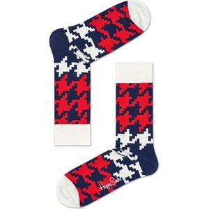 Happy Socks Dogtooth Sokken - Zwart/Blauw/Rood - Maat 36-40