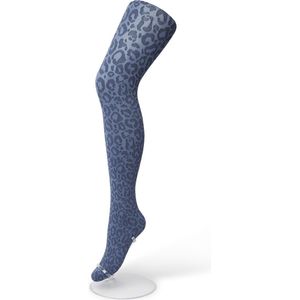 Bonnie Doon Dames Panterprint Panty 100 Denier Blauw maat S/M - Chique Panty - Leopard Dessin - Brede Boord - Comfort - Panter Print - Jaguar - Dieren Print - Jaguar Tights - Feestelijk - Bering Sea - BP211904.131
