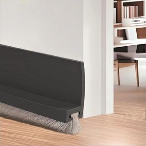Deur tochtstoppers, borstelafdichting tegen kou, geluid en insecten - 2 stuks, 100 cm zwart