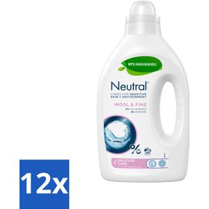 Neutral - Vloeibaar Wasmiddel - Wool & Fine - Gevoelige Huid - 0% Kleurstof & Parfum - 20 Wasbeurten - Voordeelverpakking - 12 stuks