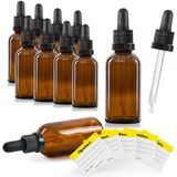 Oputec - Pipetfles - Bruin Glas - Set van 10 - 50 ml - Doseerfles met Glazen Pipet