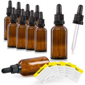 Oputec - Pipetfles - Bruin Glas - Set van 10 - 50 ml - Doseerfles met Glazen Pipet