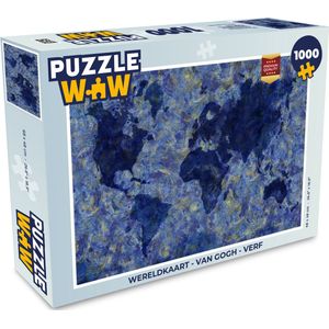 Puzzel Wereldkaart - Van Gogh - Verf - Legpuzzel - Puzzel 1000 stukjes volwassenen