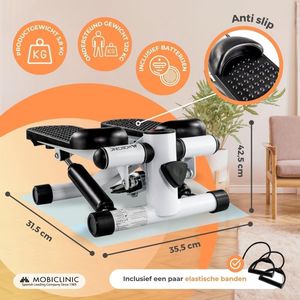 Fitness Stepper 2 in 1 Weerstandstouwen - Multifunctioneel - Armen en Benen - LCD Display - Belasting 120 KG - Compact Home Gym - Weerstand en Hoogte Verstelbaar Mini stepper