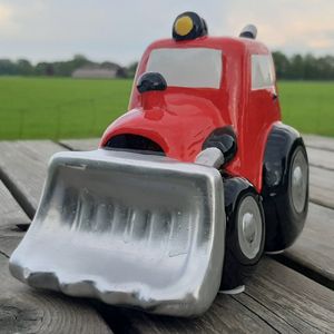 Spaarpot rode tractor met shovel -