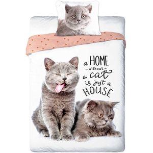 Kinderbeddengoed 160x200 Katoen met Katjes - 2 Delig