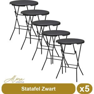 5x Zwarte Statafel – ø80 cm x 110 cm hoog