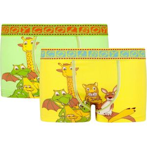 Merkloos - Boxershorts voor kinderen - Jongens - Bamboe - 2 Stuks - Geel en Groen - 10 tot 12 jaar