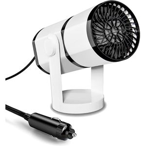 White-Label® Auto Verwarming Ventilator - Auto Kachel 12 Volt - Heater - Ontdooier - 360 Graden Rotatie - Wit
