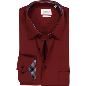 ETERNA - Comfort Fit - Overhemd - Donkerrood - Strijkvrij - Boordmaat 41