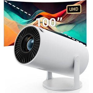 Miniprojector 8Xmax - 4K-ondersteuning - 1080P Full HD - 100-inch scherm - 270° rotatie - Autocorrectie focus - WIFI6 Android 11.0 - Compatibel met smartphones, tv-sticks, PS4, pc, laptops voor buiten- en binnengebruik