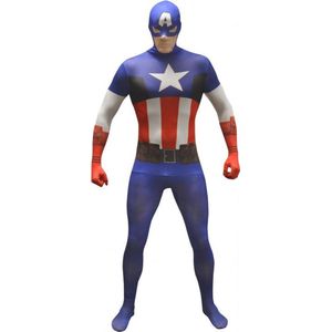 Morphsuits™ Captain America Value Morphsuit - SecondSkin - Verkleedkleding - 164/176 cm