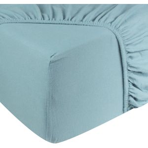DoubleDry Jersey Stretch Hoeslaken - 100% Katoen - Tweepersoons 180x200 cm - 25cm Matrasdikte - Rondom Elastiek - Licht Blauw