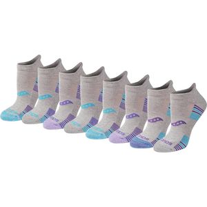 Dames Multi-Pack Performance Hiel Tab Hardloopsokken - 8 Paar Grijs Heather Blauw Assorti