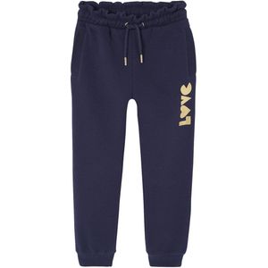 Joggingbroek - Marineblauw - Fleece - Meisjes - Met Motief op de Broekspijp