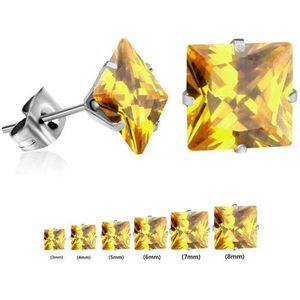 Aramat Jewels Oorbellen - Stalen Vierkante Zirkonia Oorbellen Tijdloos RVS - Roestvrij staal - Mannen - Kinderen - [3mm,4mm,5mm,6mm,7mm,8mm,10mm]