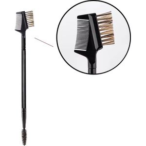3-in-1 Borstel en kam voor wimpers en wenkbrauwen - Zwart met bruine haren
