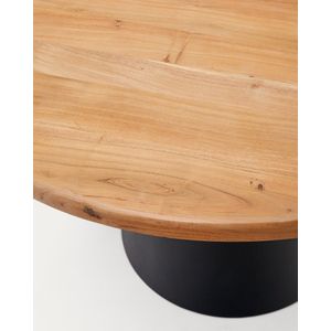 Kave Home - Wilshire: ronde tafel in massief acaciahout en zwarte stalen poten Ø 120 cm